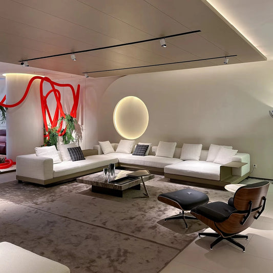 Beautiful living room combination leather sofa sofa set furniture Italian design modern leather fabric combination sofa