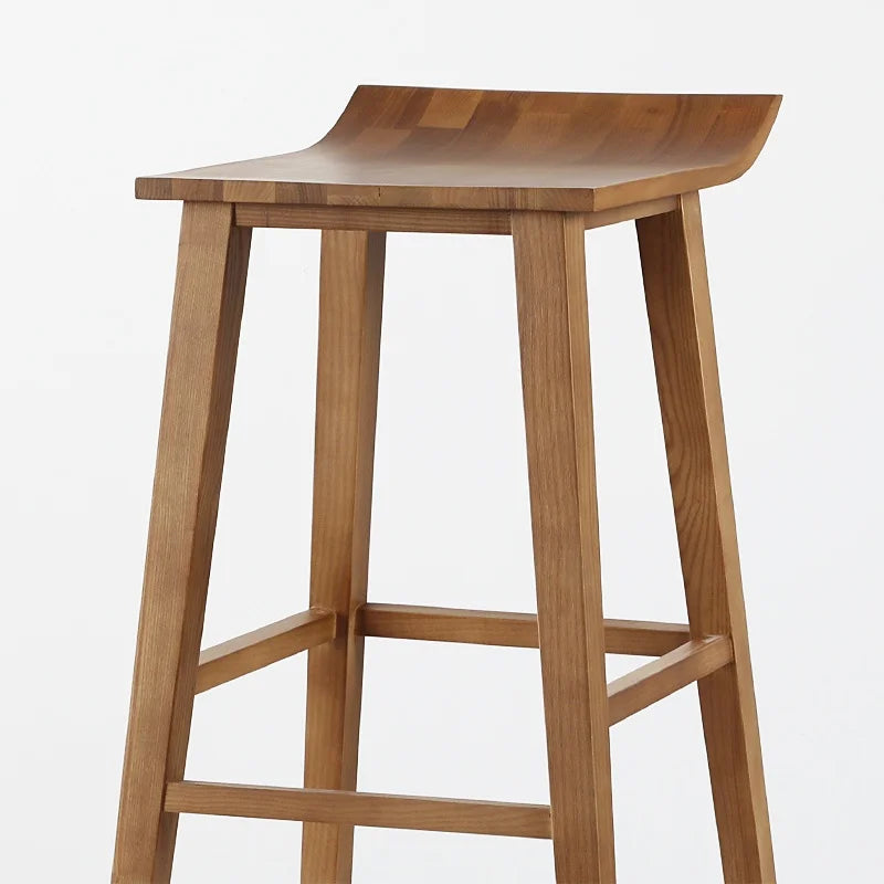 Modern simple American home custom high bar stool pure solid wood coffee chair kitchen restaurant hotel wood bar stool