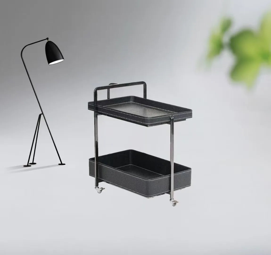 New Design Saddle Leather Double Side Table Villa Living Room Furniture Removable Coffee Table with Wheels Family Hotel