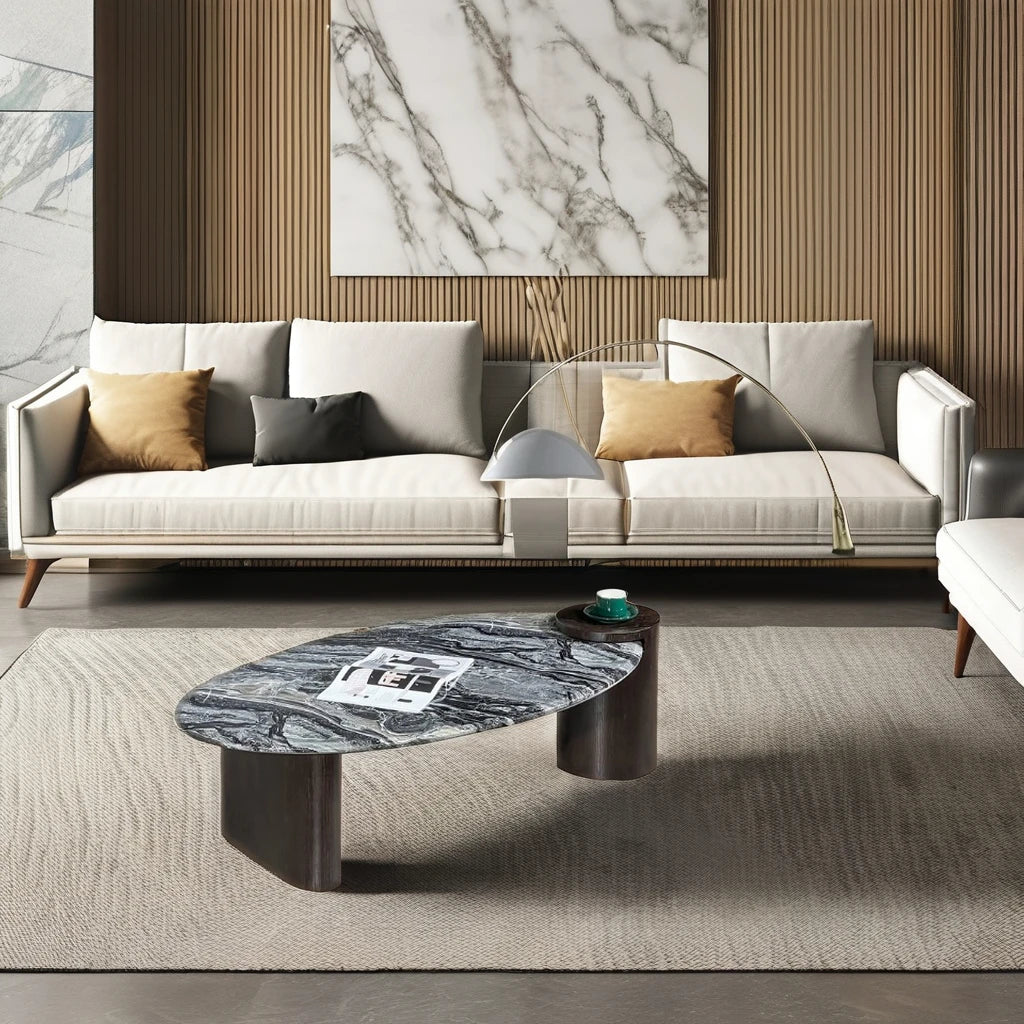 Micro crystal line stone oval top villa high-end coffee table luxury home living room furniture loft Casa hotel coffee table