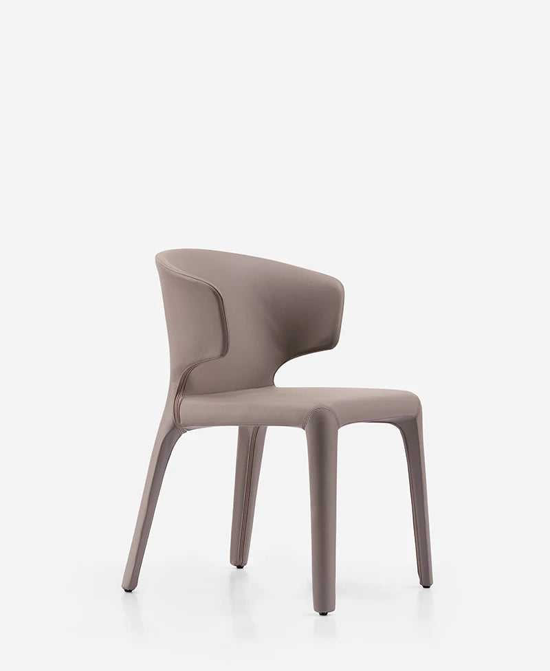 Modern Stainless Steel Dining Chair Saddle Leather Decoration Custom Arc Design Restaurant Restaurant Kitchen Reclining Chair