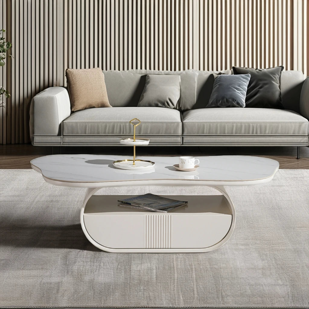 White ceramic living room center coffee table household furniture casual restaurant bedroom hotel project coffee table