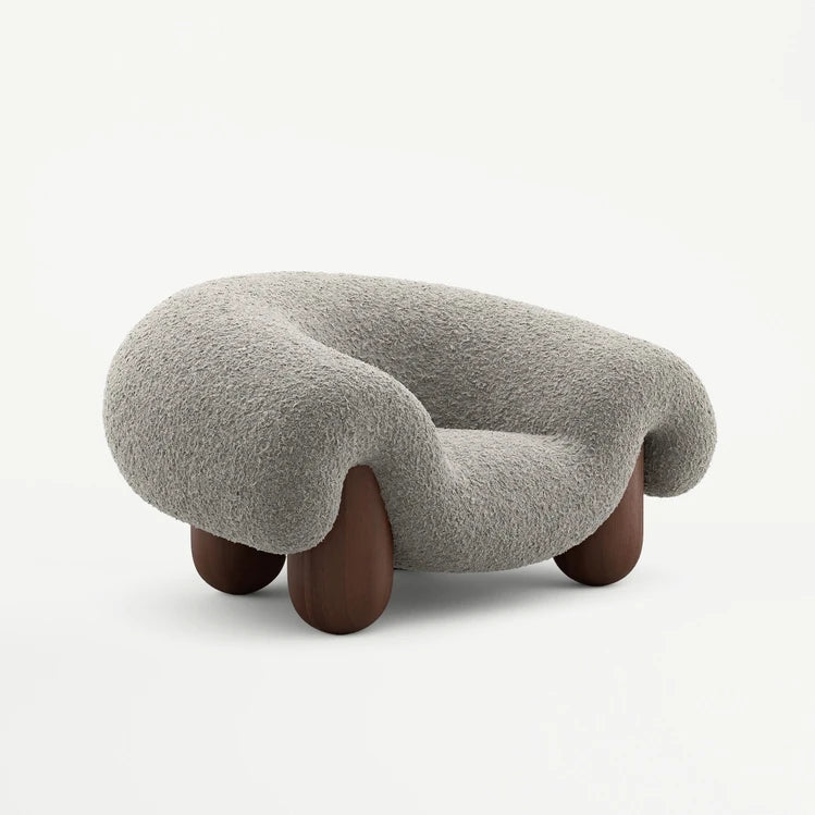 Nordic Modern Design Solid Wood Sofa Chair Creative Irregular Casual Furniture Living Room and Bedroom Fabric Finishes