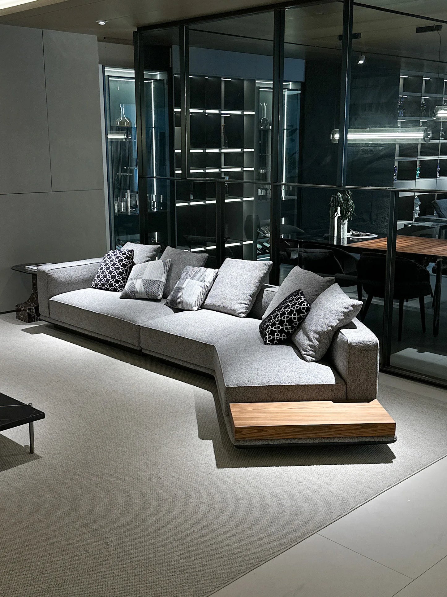 Practical Living Room Furniture Hotel Fabric Leather Combination Italian Design Modern Abric horizon Villa Luxury Sofa