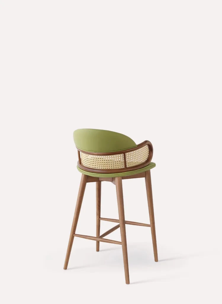 Noric Design Rattan Ash Wooden Home Interior Furniture Living Room bar Table 75cm Stools Japan Design Barchairs Barstool