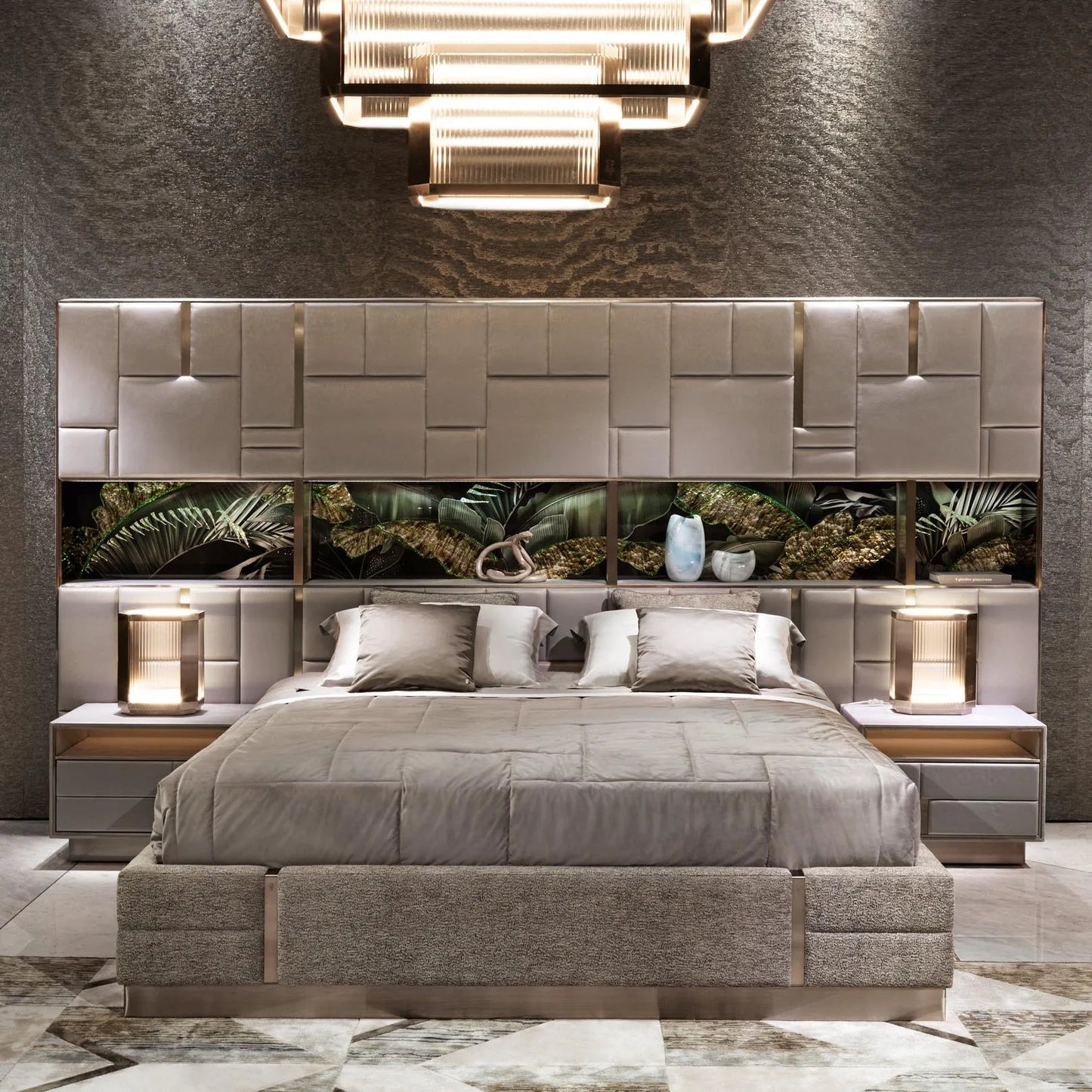Lightweight Luxury Italian Wedding Bed Premium Crystal Lacquered Velvet Suede Bed Bedroom Cork Frame