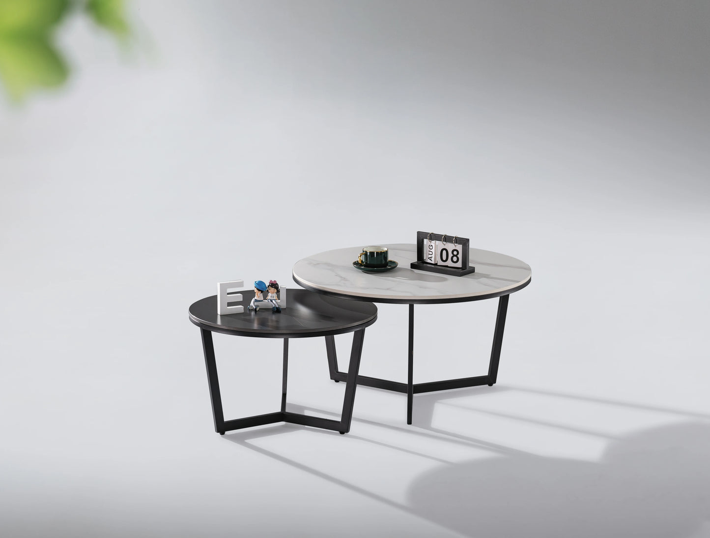 Combination coffee table set Modern simple apartment Hotel project Living room high-end gold base coffee table