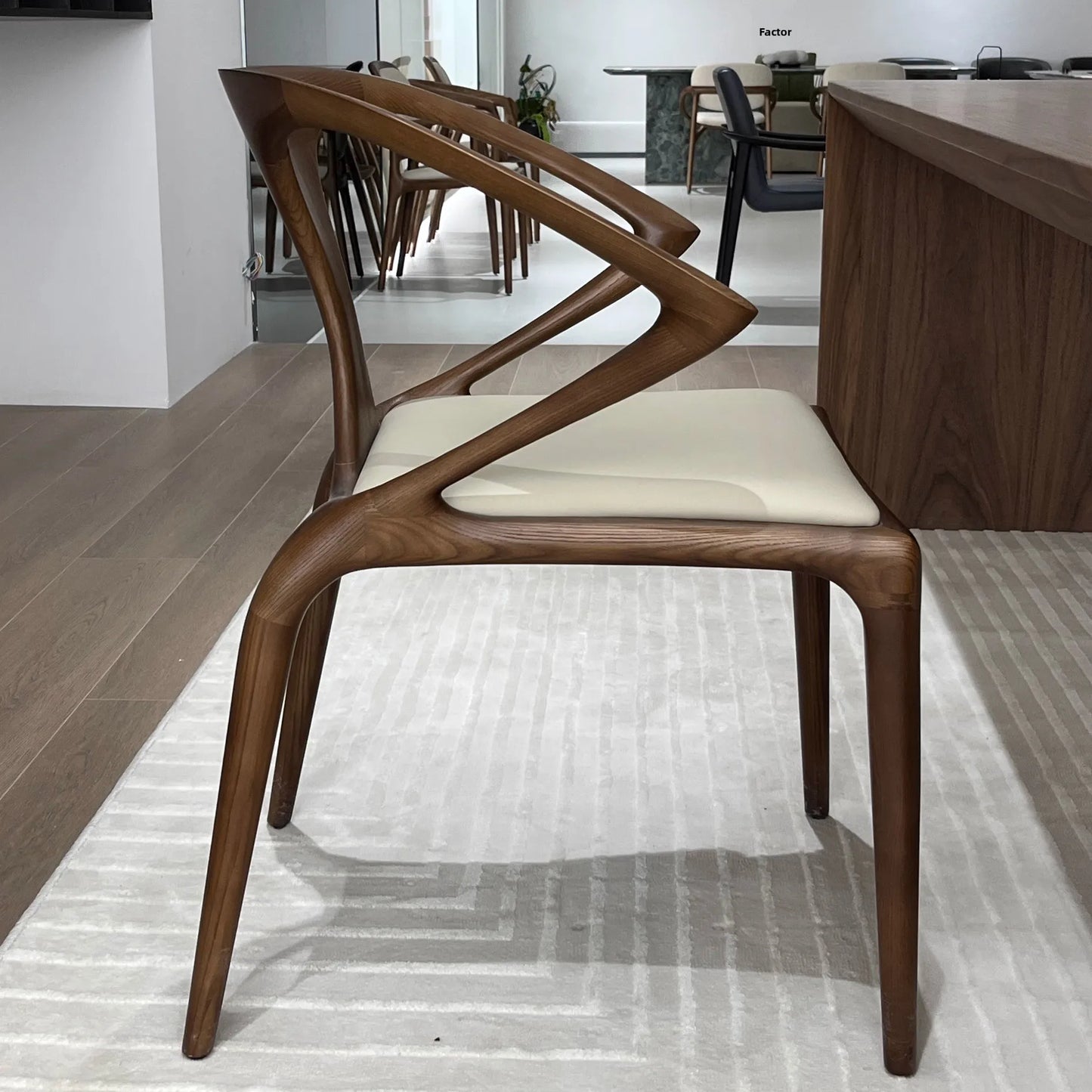 Nordic style comfortable sword chair home hotel leather dining chair creative backrest wooden solid wood seat