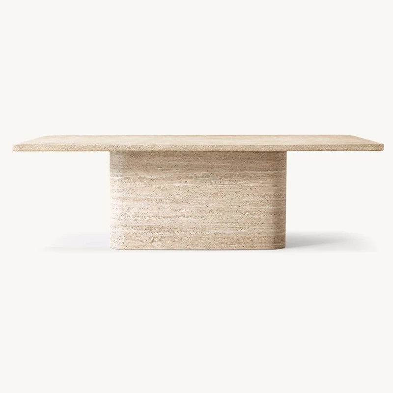 High-end cream marble rectangular dining table Nordic Wabi-Sabi style luxury lighting small apartment with internet celebrity