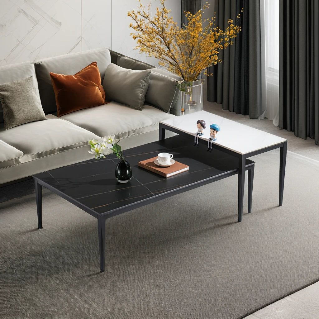 Square coffee table set Living room furniture Modern design Simple 2-piece set Hotel project Apartment coffee table