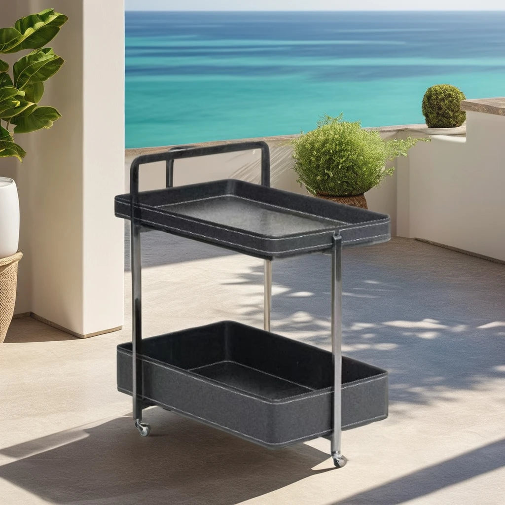 New Design Saddle Leather Double Side Table Villa Living Room Furniture Removable Coffee Table with Wheels Family Hotel