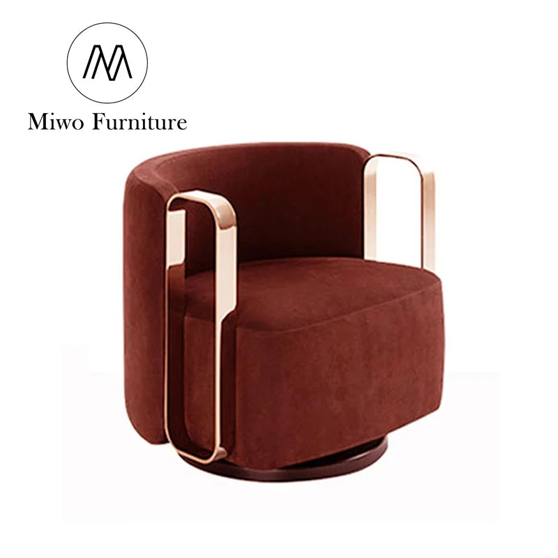 Deluxe single swivel armchair with stretchable fabric lounge chair, suitable for home office hotel bedroom outdoor leisure