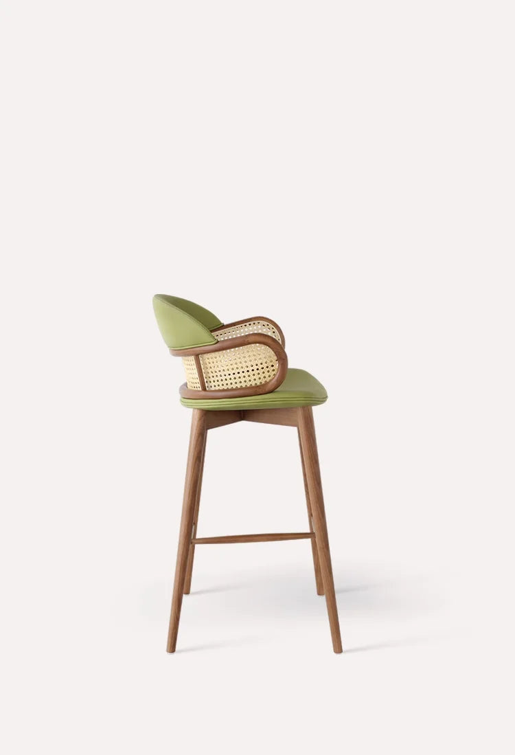 Noric Design Rattan Ash Wooden Home Interior Furniture Living Room bar Table 75cm Stools Japan Design Barchairs Barstool