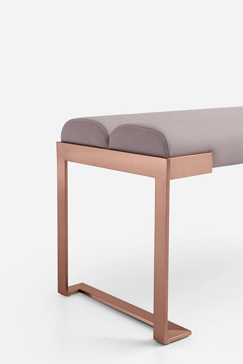 Luxury Design Rose Golden Stainless Steel Base High End Villa Master Room 140cm Ottoman Bedroom Furniture Hotel Bed End Bench