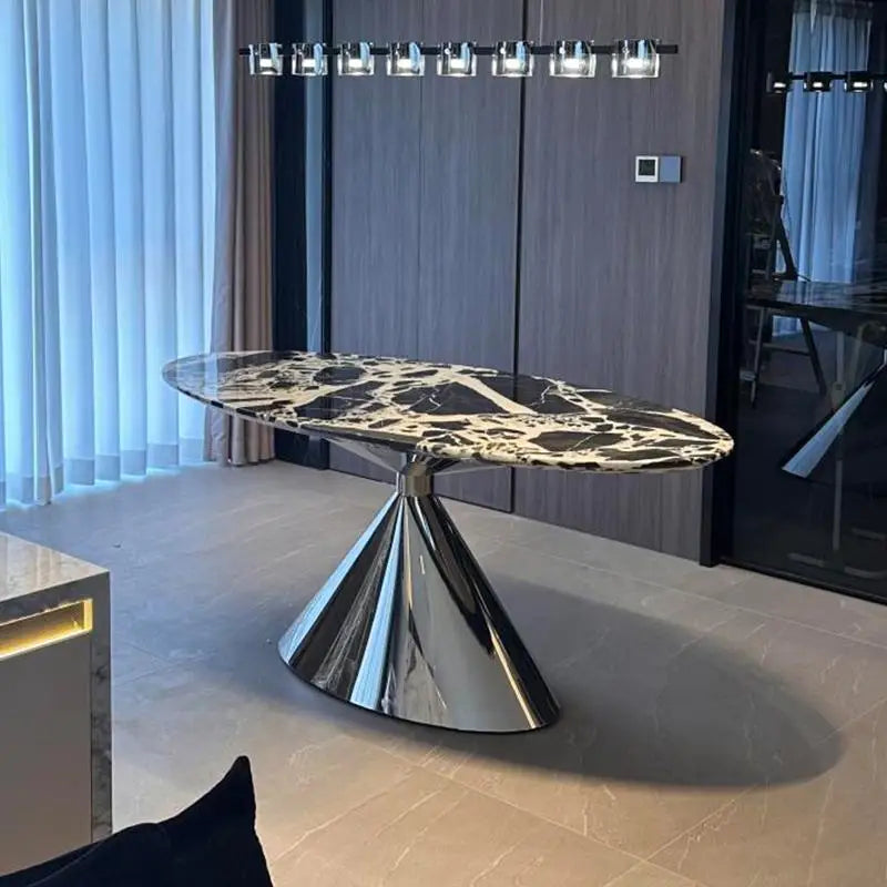 Italian luxury black natural marble modern design style large 240 cm long flat accessible dining table