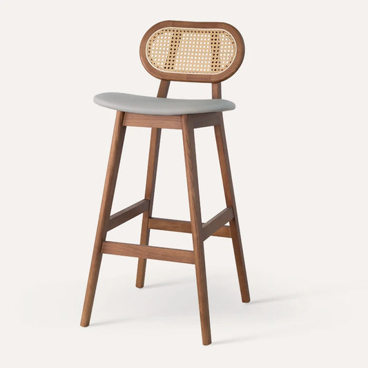 Vintage rattan bar chair villa home island stool wabi commercial modern restaurant bar counter metal high pole stool