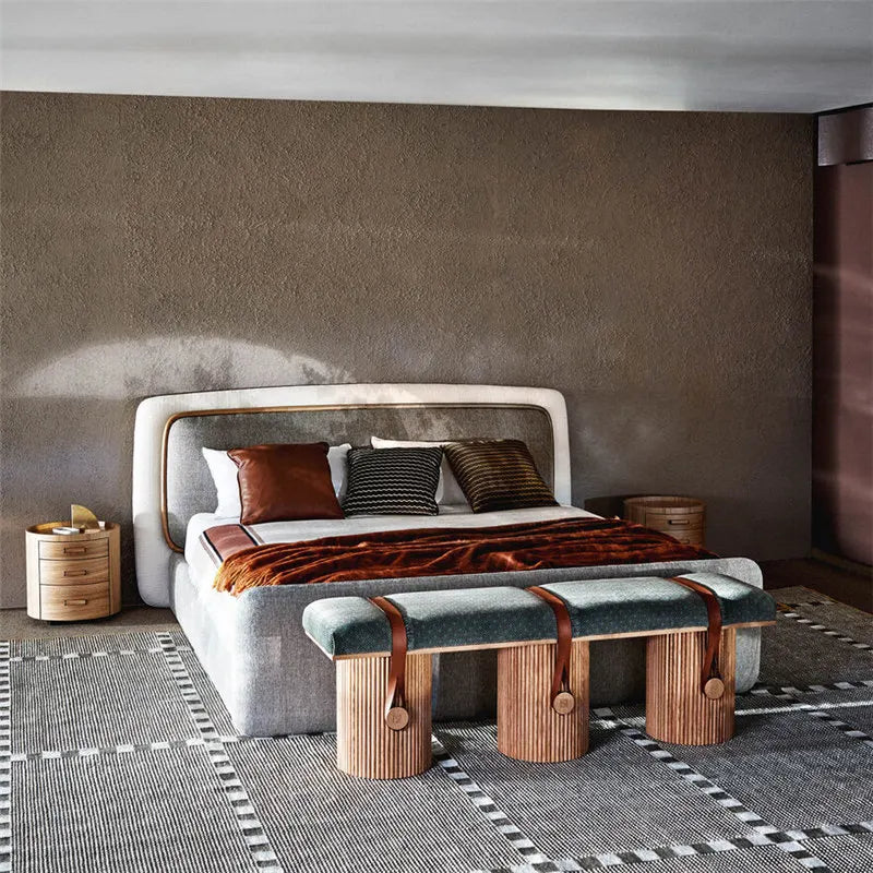 1.8 meters double bed Italian minimalist design soft cotton and linen fabric modern master bedroom villa king bed
