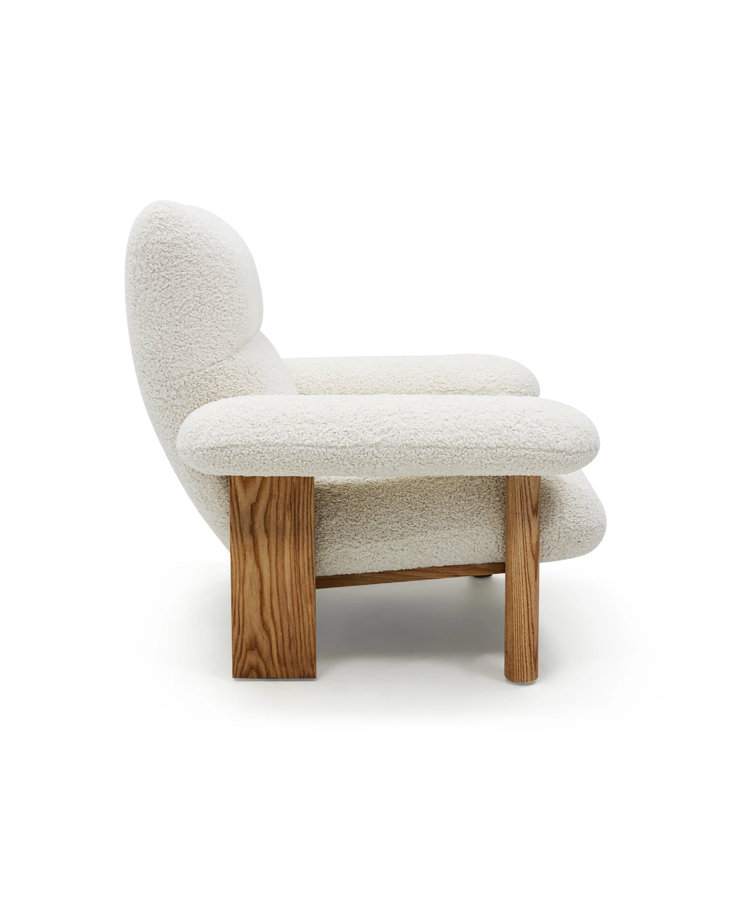 Sabi Wabi Cream Armchair Home Living Room Bedroom Furniture Grey Wood Furniture Leisure Villa Interior Fabric Seat