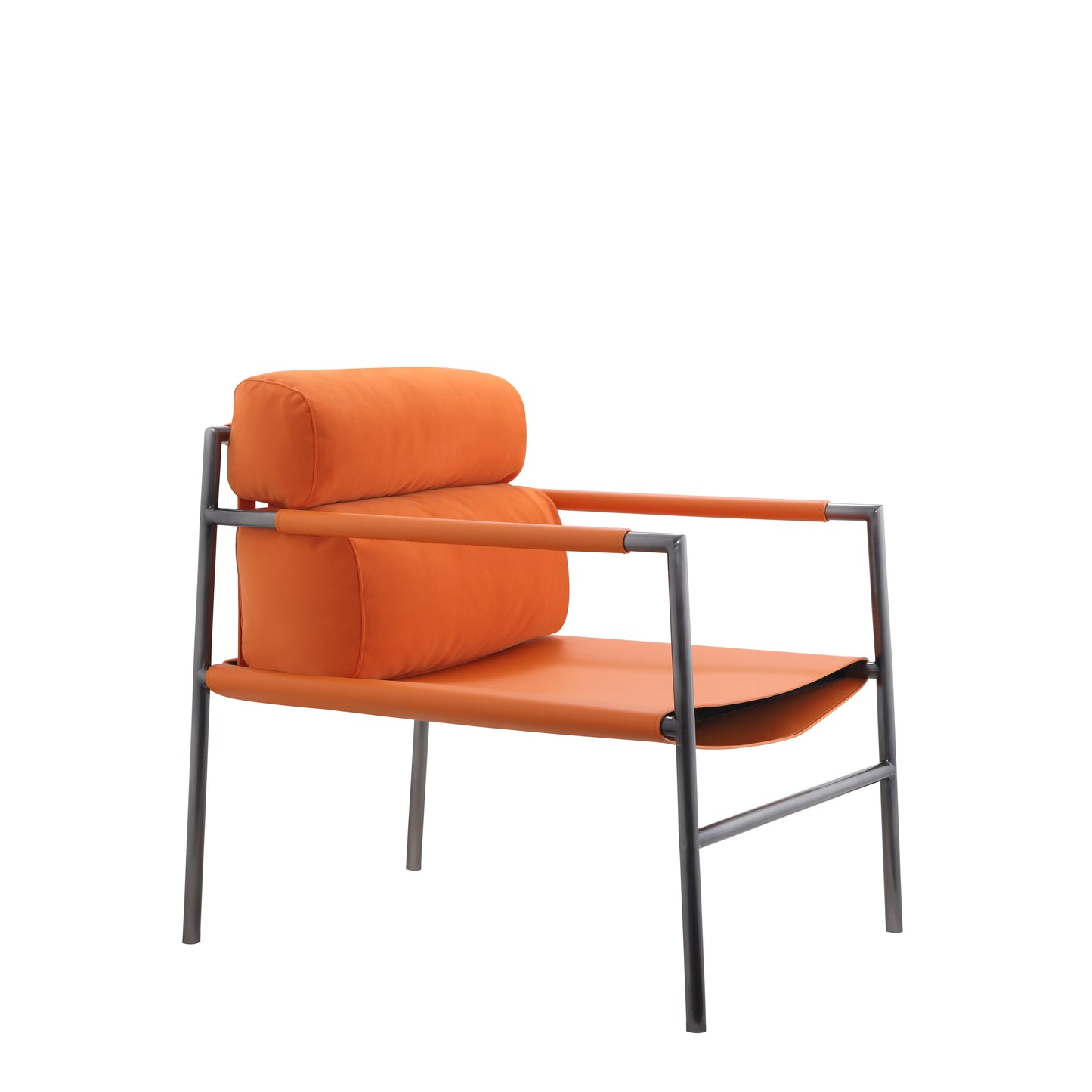 Simple Design Italian Minimalist Home Furniture Living Room Leisure Armchair Micro Fiber and Saddle Leather Villa Leisure Chair