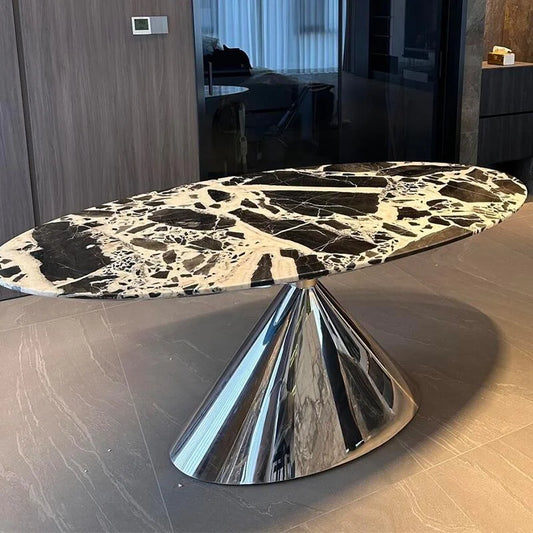 Italian luxury black natural marble modern design style large 240 cm long flat accessible dining table