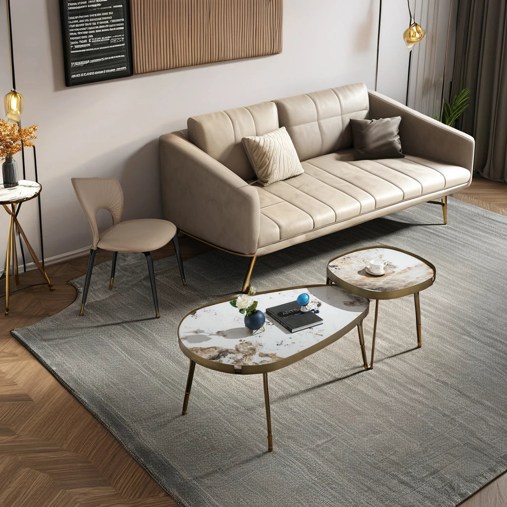 European Apartment Project Living Room Modern Style Set Coffee Table Oval Ceramic Home Furniture Bedroom Hotel Coffee Table