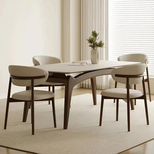 WABI SABI Hot Sale Style Solid Wood Cream Rectangle Chair Combination Comfortable Home Wooden Dining Table