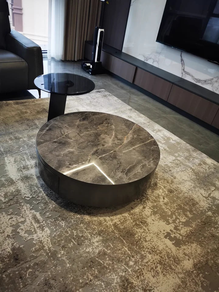 Small house living room furniture round combination TV coffee table Italian design light luxury coffee table set