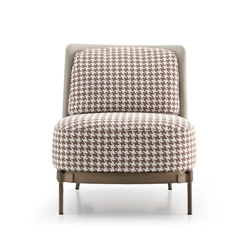 Simple single chair wooden frame fabric chair with stainless steel legs luxury armchair for living room and bedroom