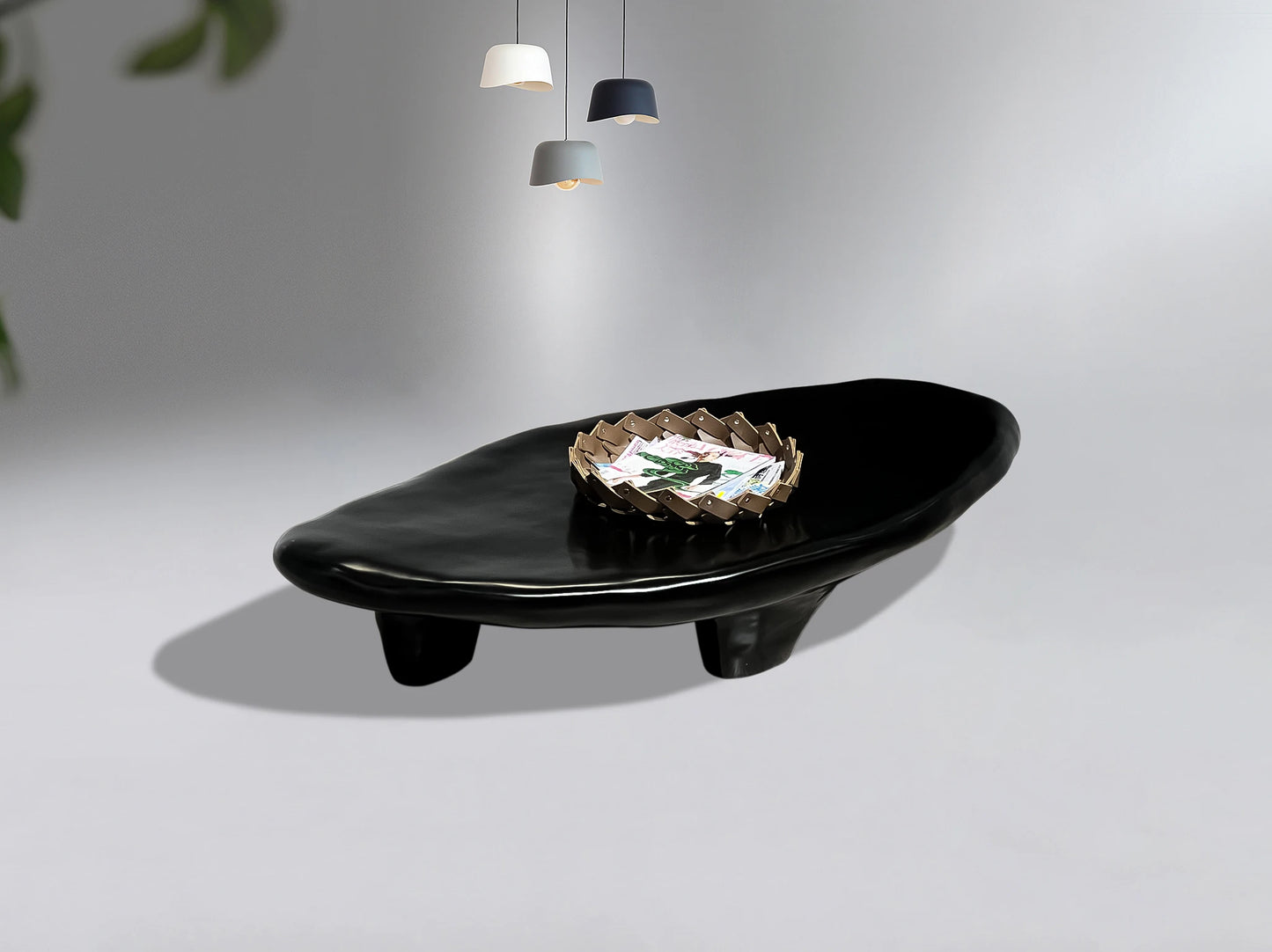 Wabi sabi glass fiber pebble coffee table oval Nordic cream style light luxury simple designer living room red tea table