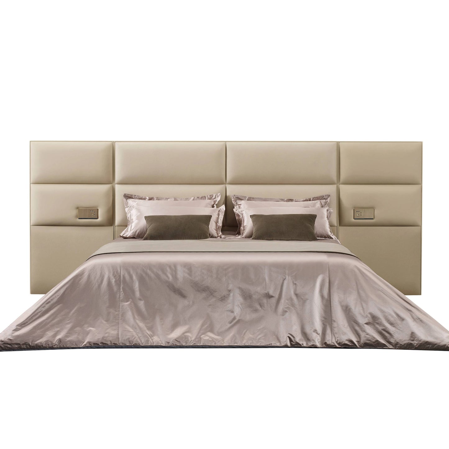 Italian design modern high-end luxury double bed king leather bed soft fabric master bedroom high quality wooden home