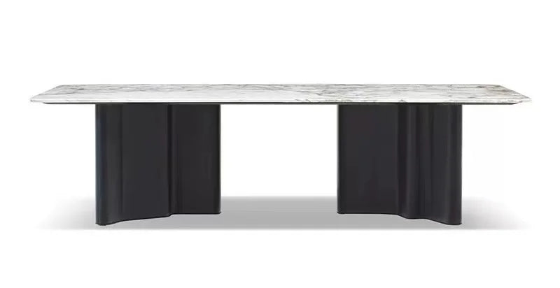 Wabi-Sabi style rectangular dining table set 4 wooden folding chairs in a modern hotel club villa for meeting rooms or tea breaks