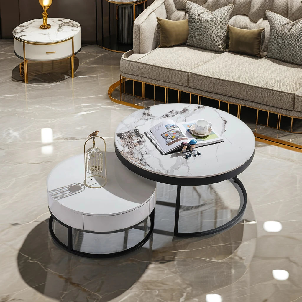 Gold base ceramic home living room furniture luxury combination coffee table set casual relaxation dining room low coffee table