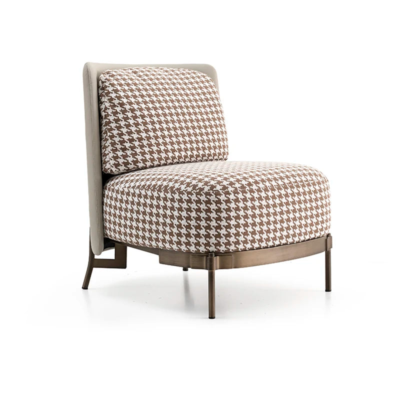 Simple single chair wooden frame fabric chair with stainless steel legs luxury armchair for living room and bedroom
