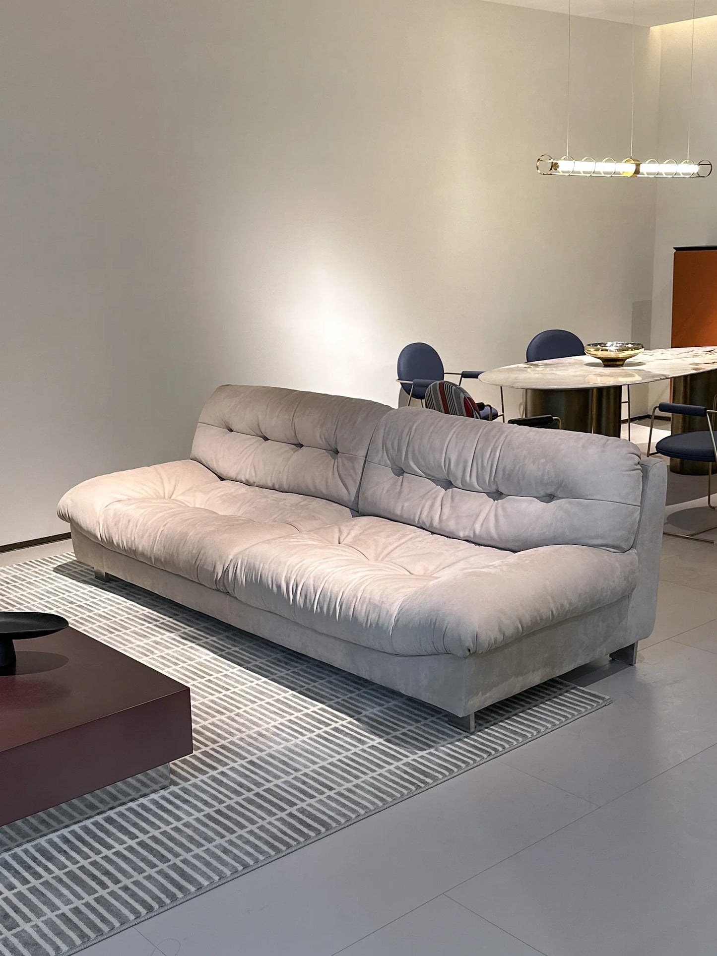 Stylish modern velvet sofa Nordic style combination double sofa, leather wooden legs for living room or park