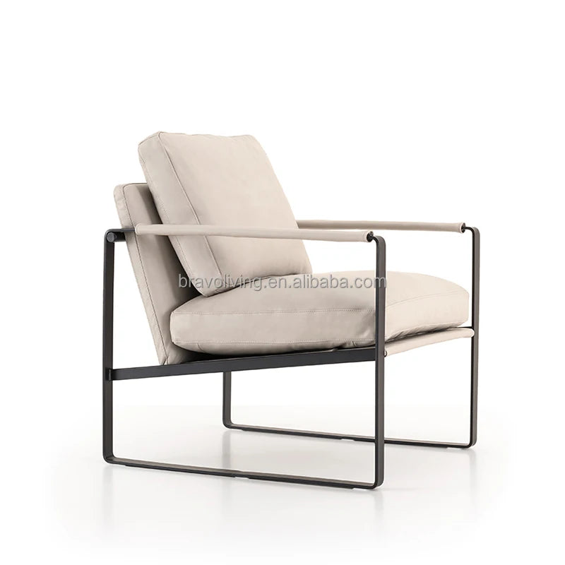 Modern Casual Armrest Sofa Chair Italian Design Lobby Custom Furniture Luxury Single Leather L< unk > Chair