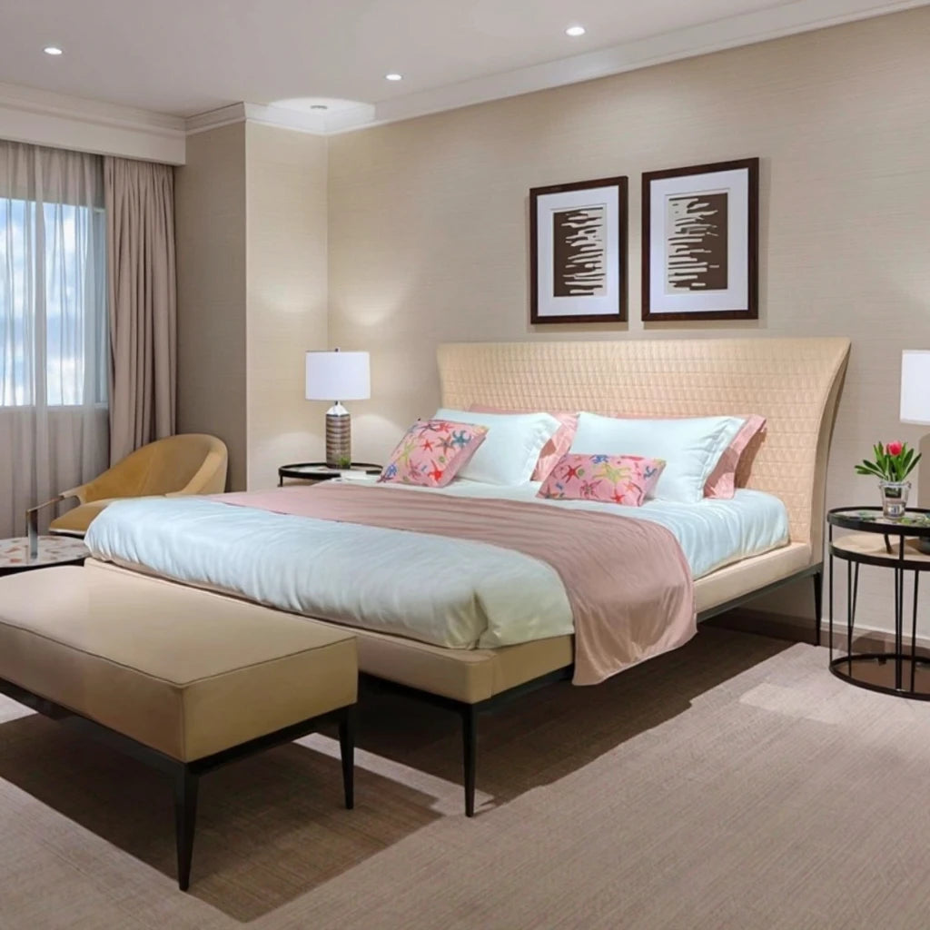 Princess bed modern Italian minimalist luxury double cowhide wooden master bedroom wedding princess bed