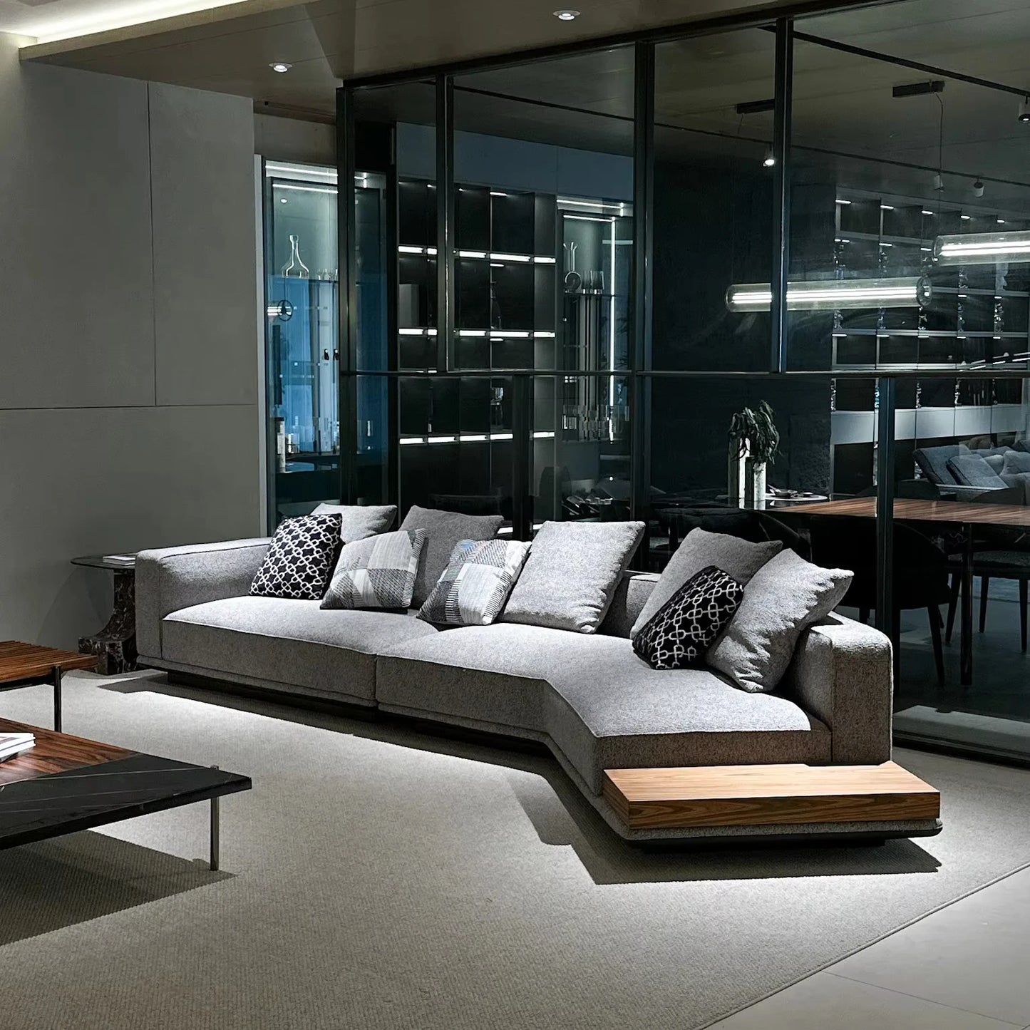 Practical Living Room Furniture Hotel Fabric Leather Combination Italian Design Modern Abric horizon Villa Luxury Sofa