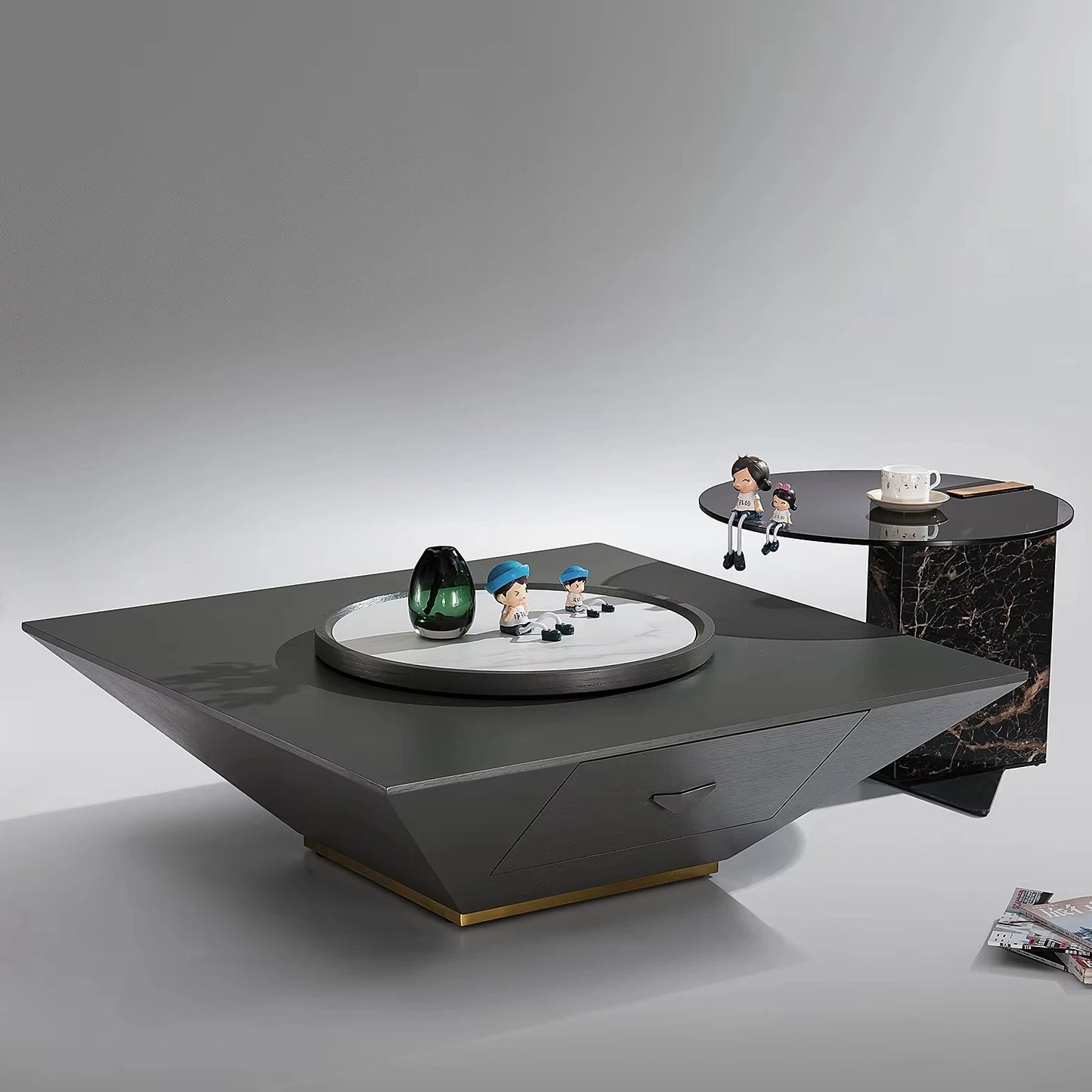 Modern Luxury Design Ceramic and Glass Coffee Table Sets Household Marble and MDF Dining Room Living Room Interior Furniture