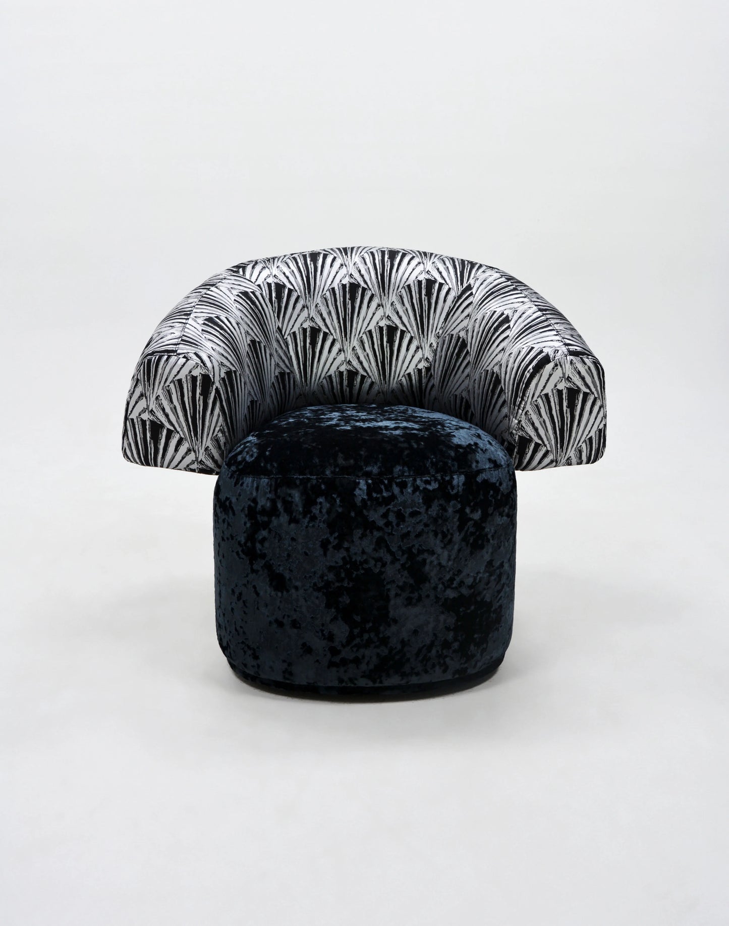Italy luxury comfortable modular zebra stripes curved blue and white porcelain sofa luxury fabric leisure hotel villa