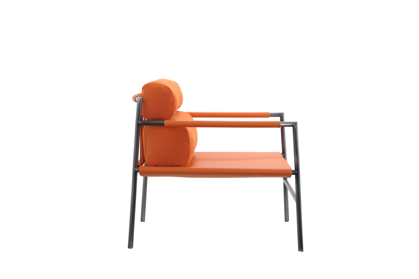 Simple Design Italian Minimalist Home Furniture Living Room Leisure Armchair Micro Fiber and Saddle Leather Villa Leisure Chair