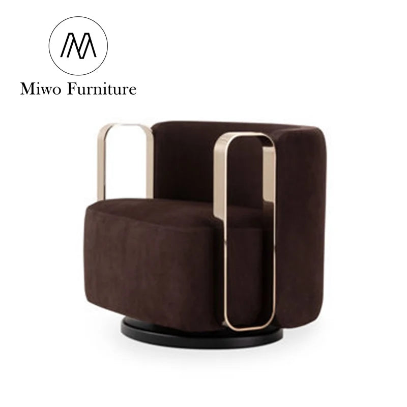 Deluxe single swivel armchair with stretchable fabric lounge chair, suitable for home office hotel bedroom outdoor leisure
