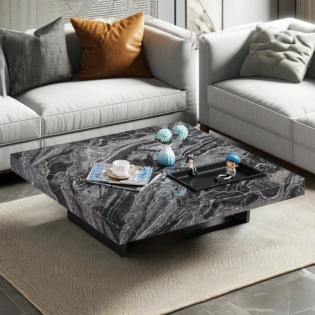 Artificial Marble 100*100cm square Nice Pattern Home Living Room Furniture Coffee Table Minimalist Italian Design Tea Table