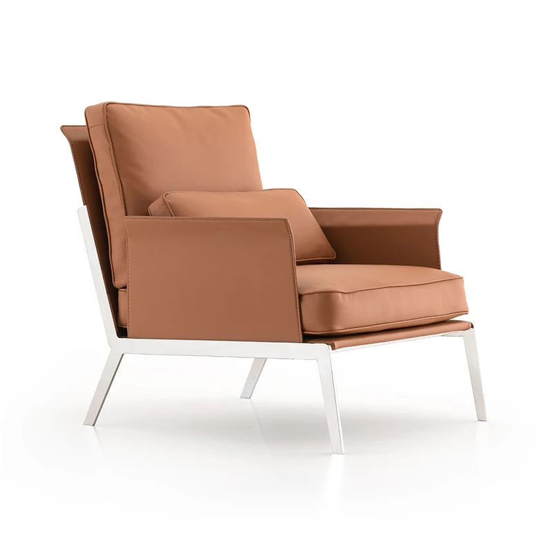 High-end Italian design luxury single leather armchair interior leisure lobby custom furniture