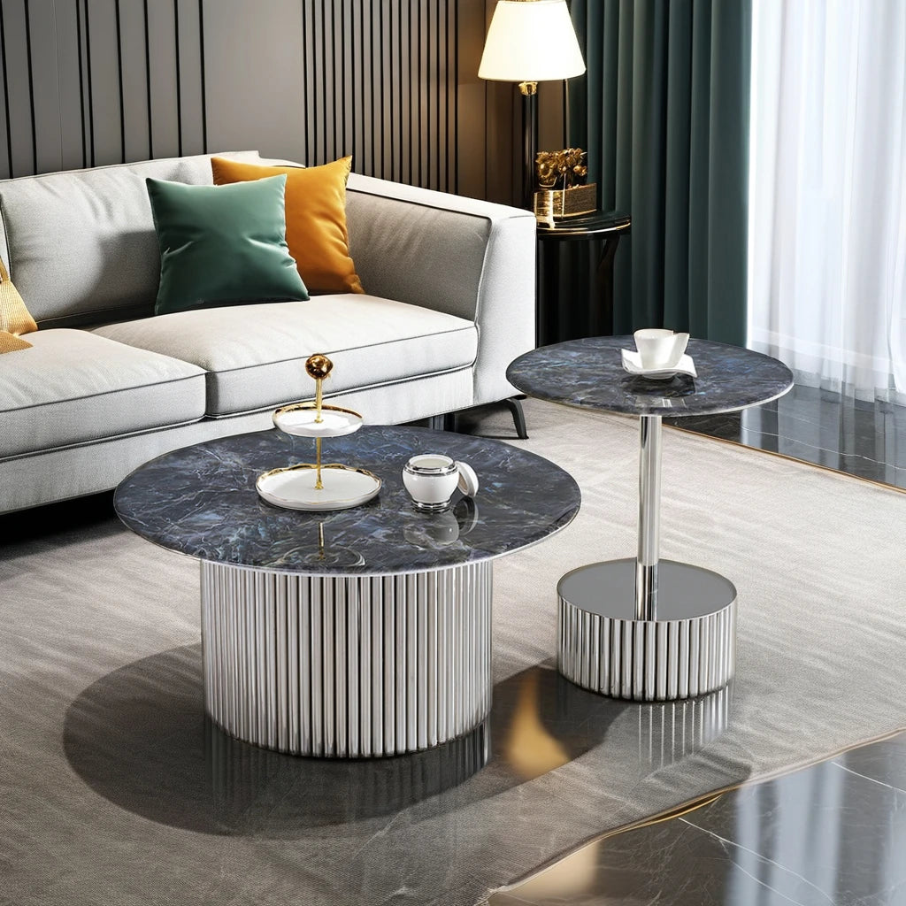 Stainless steel base high-end Italian design simple coffee table set home villa furniture luxury apartment project coffee table