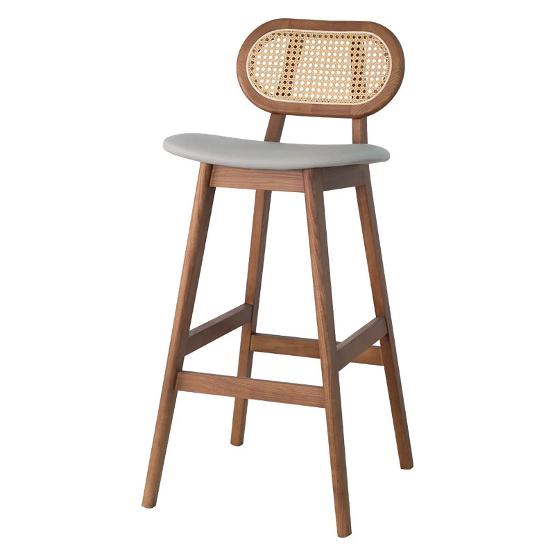 Vintage rattan bar chair villa home island stool wabi commercial modern restaurant bar counter metal high pole stool