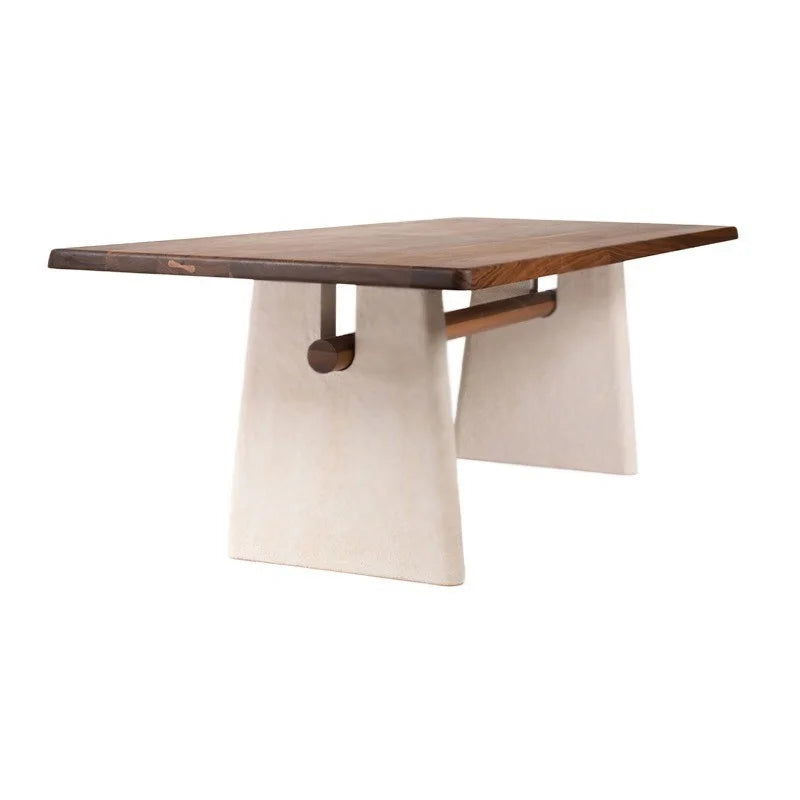Solid wood craftsman French medieval dining table Wabi-Sabi style retro desk rectangular designer teacher workbench modern bamboo