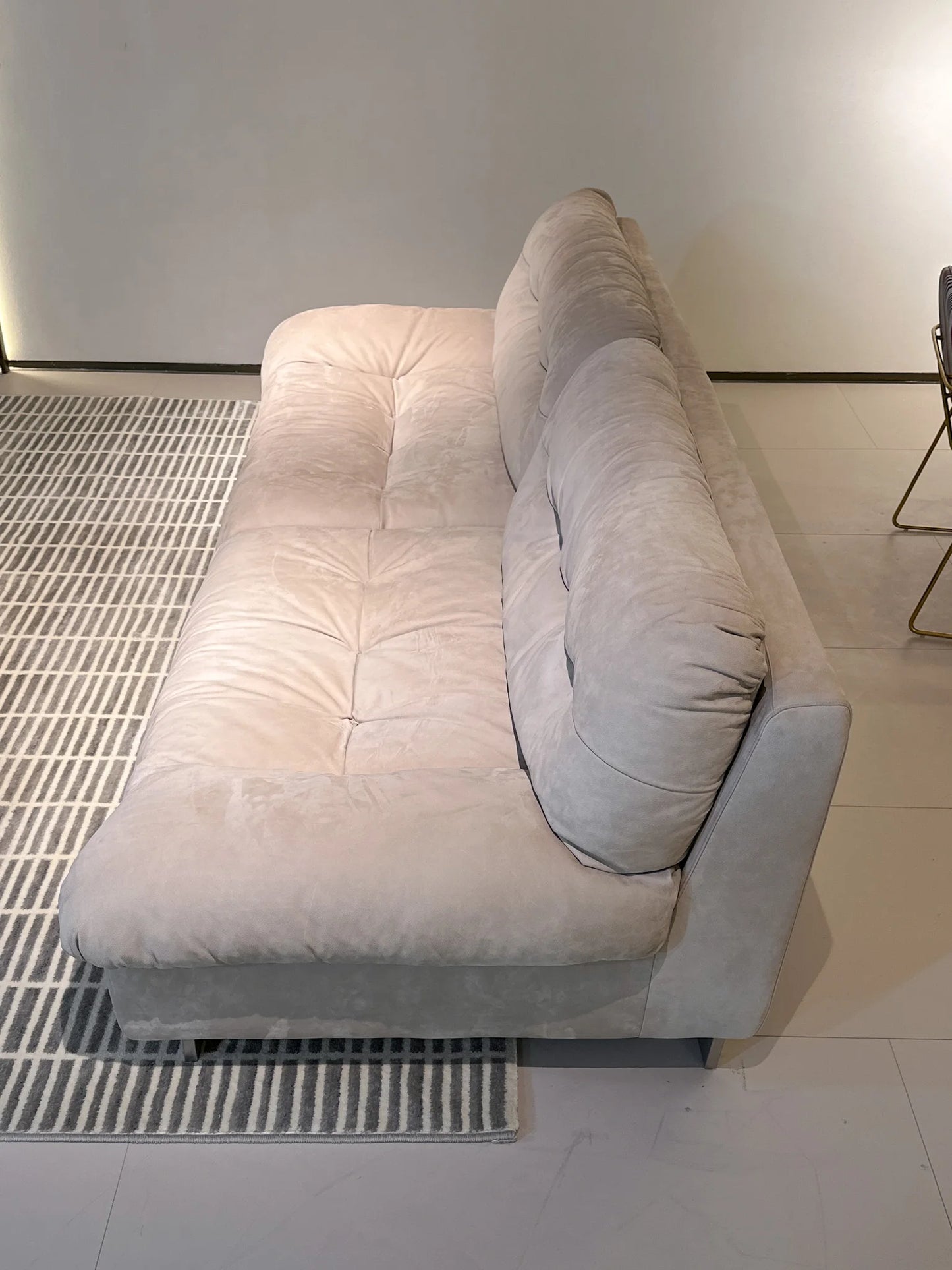 Stylish modern velvet sofa Nordic style combination double sofa, leather wooden legs for living room or park