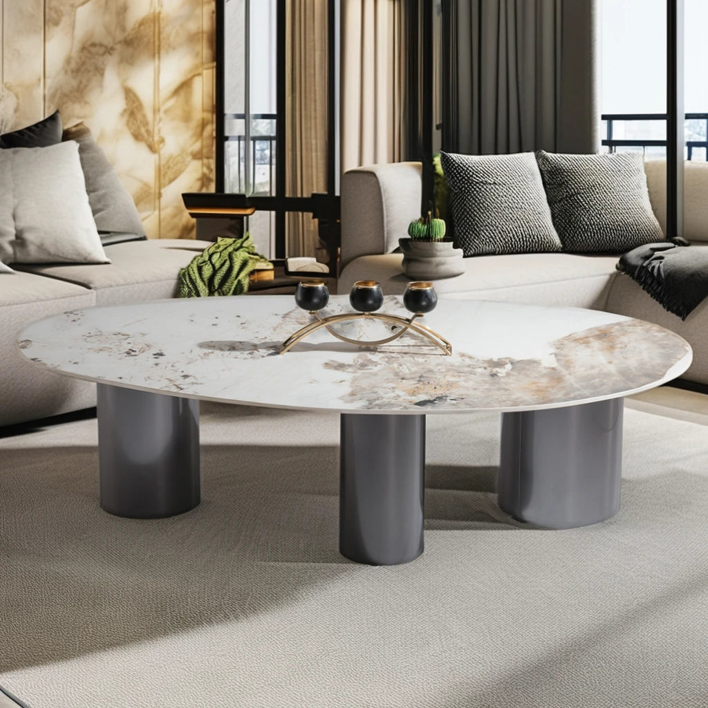 Apartment Project Living Room Furniture Interior Home Italian Minimalist Design Oval Shape 45cm Height Bedroom Coffee Table