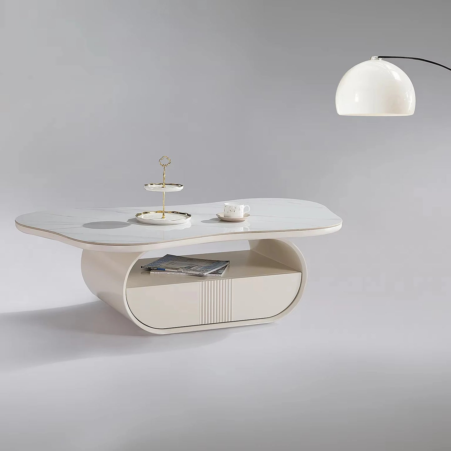 White ceramic living room center coffee table household furniture casual restaurant bedroom hotel project coffee table