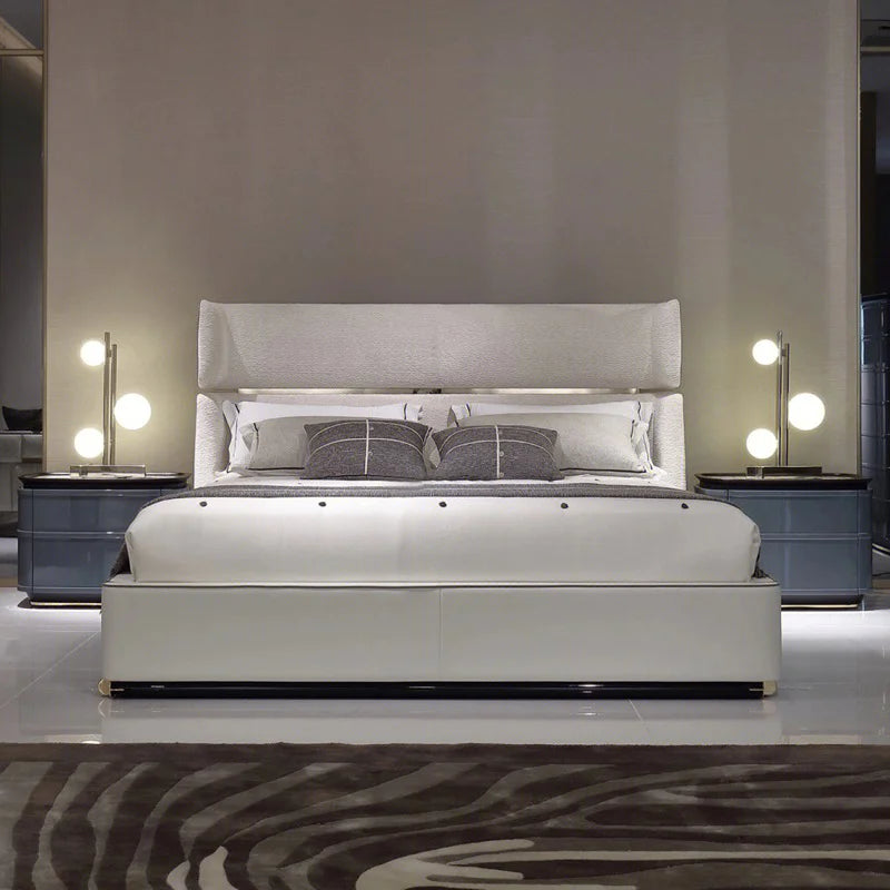 Italy Deluxe Double Queen Bed Modern Hong Kong-style Master Bedroom Deluxe Villa House Fabric Bed